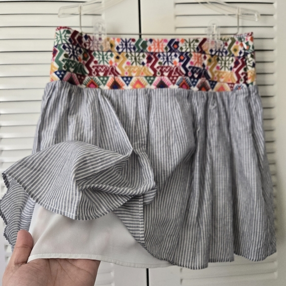 Signature Studio Colorful Embroidered Striped Skirt Size L - Picture 3 of 8